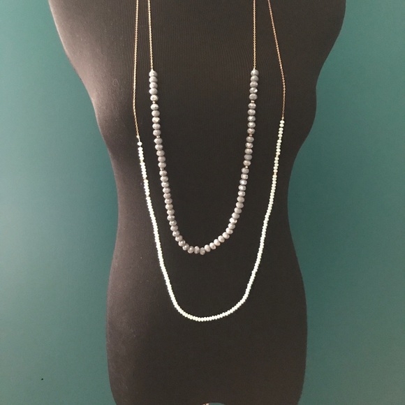 Sea foam and gray beaded necklaces - Picture 1 of 2